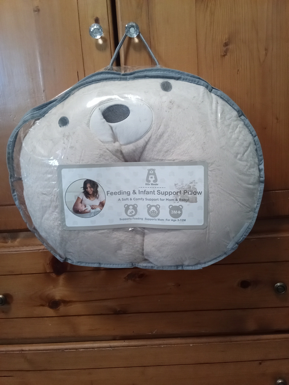 Little Wonders Beige and Gray Feeding & Infant Support Pillow